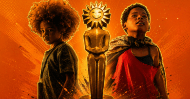 Capa em estilo de quadrinhos para o texto sobre os vencedores do Festival de Cinema de Gramado 2026, com o troféu Kikito dourado ao centro e os atores mirins Efraim Santos, que interpreta Tutu em ‘Nosso Segredo’, e Yuri Gomes, que vive Gugu em ‘Feito Pipa’, os dois filmes de maior destaque da premiação.